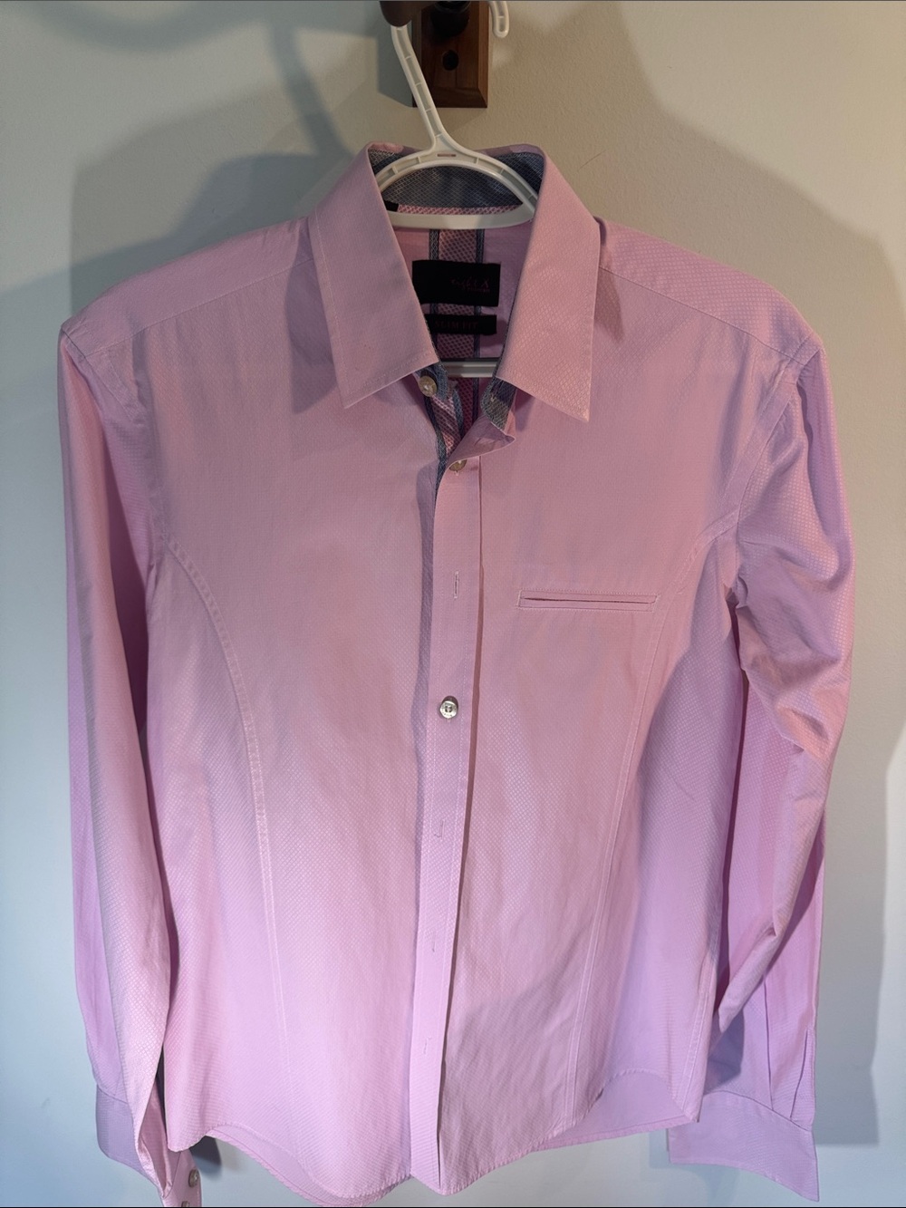 Men's Light Pink Dress Shirt with Contrast Trim